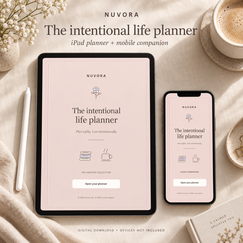 Nuvora Intentional Life Planner | Interactive iPad & Phone Digital Planner