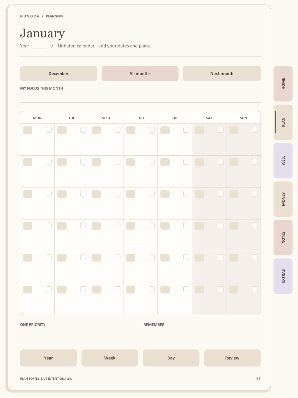 Nuvora Intentional Life Planner | Interactive iPad & Phone Digital Planner