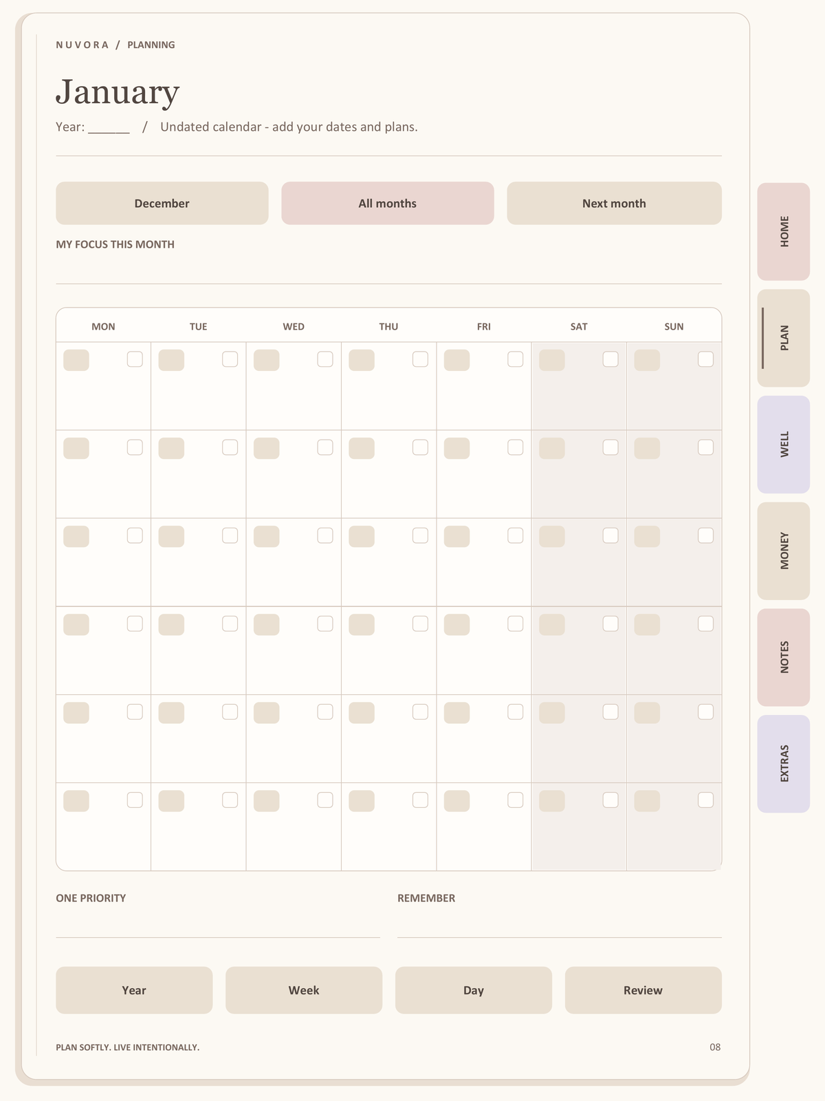Nuvora Intentional Life Planner | Interactive iPad & Phone Digital Planner